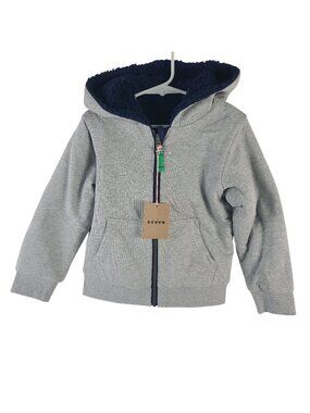 NEW Mini Boden Kids Sherpa-Lined Zip Hoodie Jacket Gray Size 4-5Y